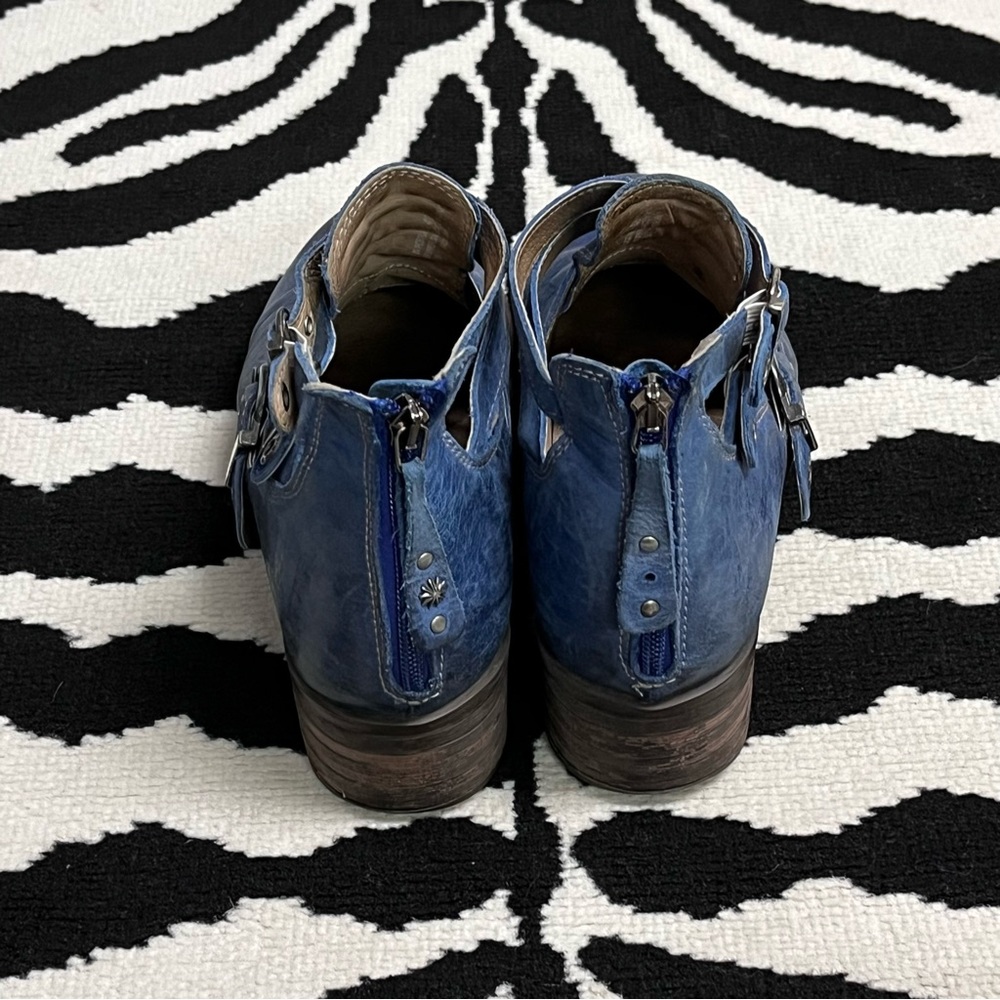 Dromedaris Kelsy Cobalt Blue Leather Buckle Ankle Boots Size 40 - Picture 5 of 12